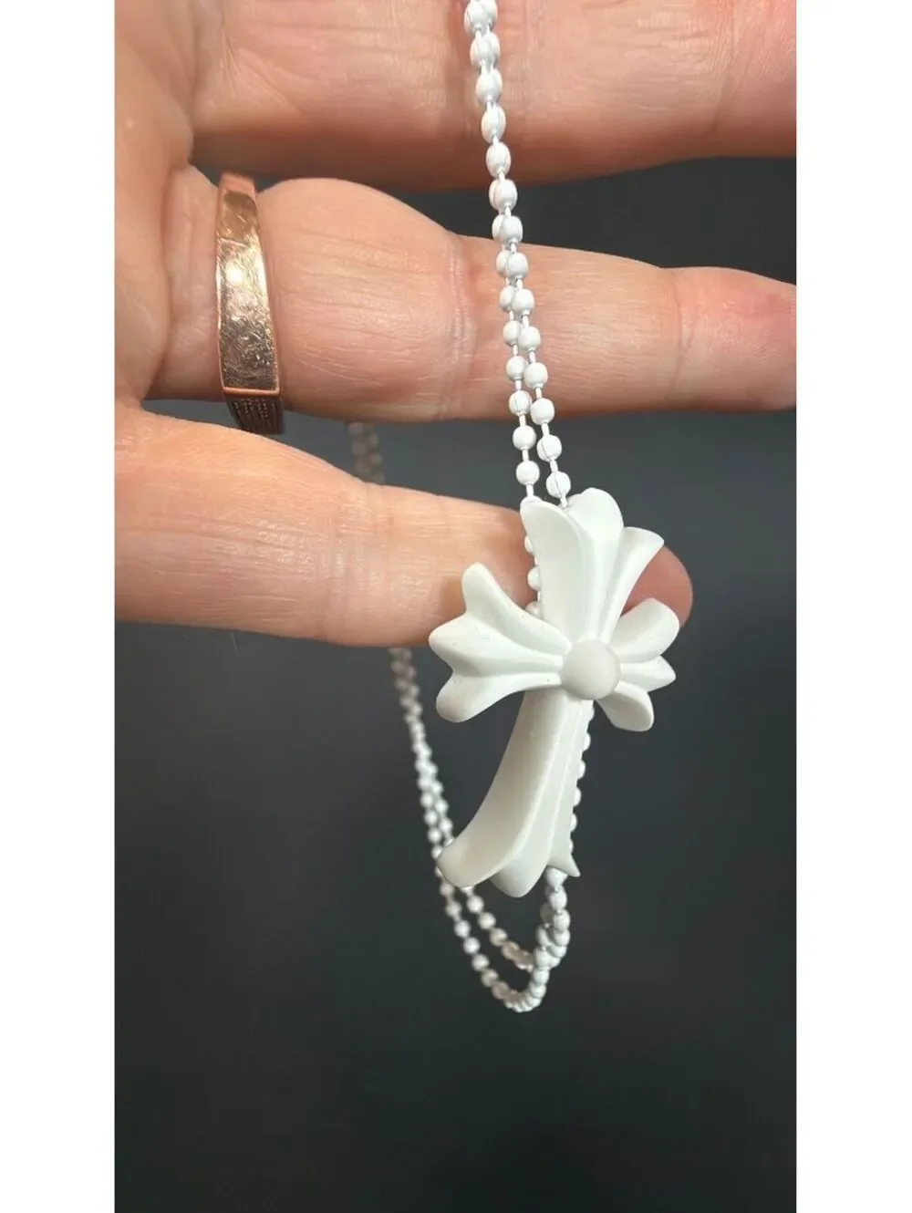 Chrome Hearts White Silicone Cross Necklace